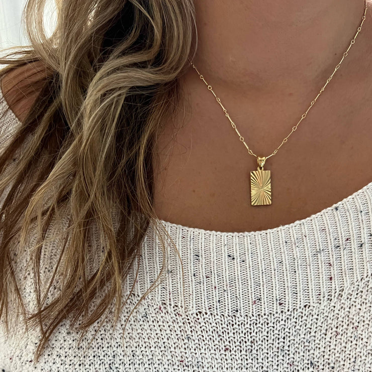 Boho Ray Bar Cable Necklace Gold Filled